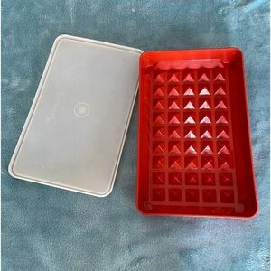 Tupperware Deli Meat Keeper Storage Vintage Orange With White Lid